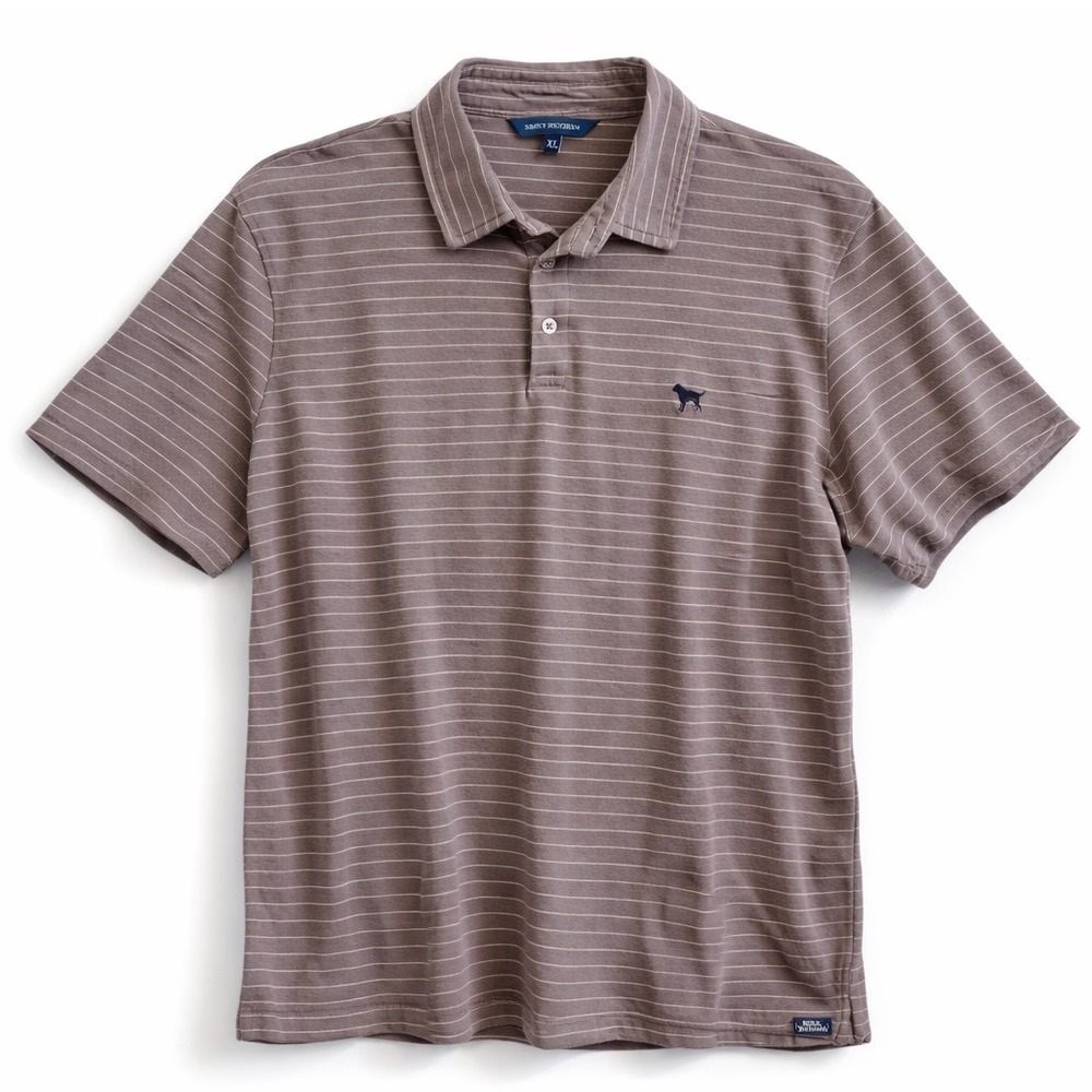 Simply Southern Mens XL Polo Shirt Pale Plum Striped Short Sleeve Dog Logo Knit‎